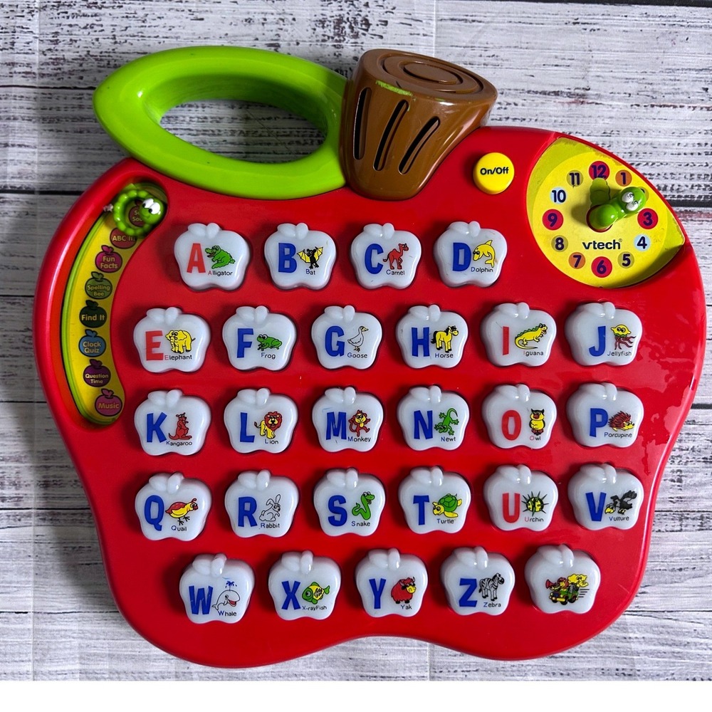 V-tech Alphabet Apple Light Up Toy Red Kids Learning Vintage TESTED WORKING